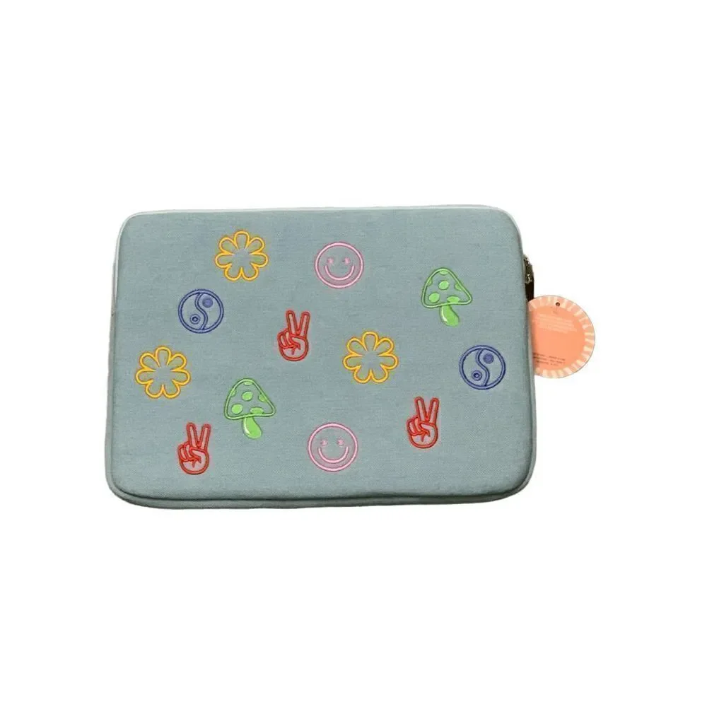 UO Urban Outfitters Retro Inspired Embroidered Denim Laptop Tablet Case Sleeve L
